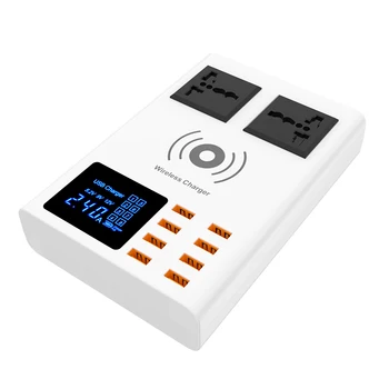 

WENHAO Multi-Port Usb Charging Dock With 8 Usb Charging Ports And Two Dc Sockets To Support Fast Wireless Charging(Us Plug)