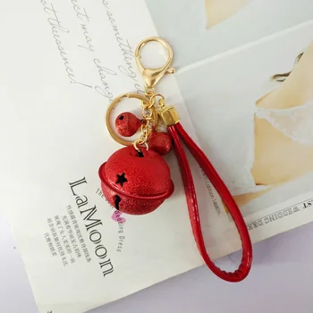 

Fashion Scrub Bells Keychains Hollow Star Bell PU Rope Jewelry Charms Bags Pendant Decoration Keychains Ornaments New Year Gifts