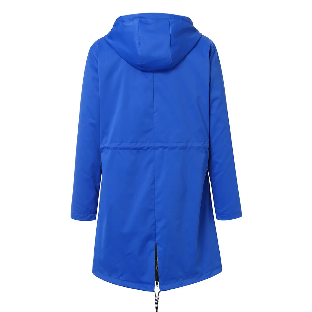 Женская куртка, пальто, Осень-зима, модная одежда, Женская однотонная дождевик, куртки для улицы, водонепроницаемый, с капюшоном, ветрозащитный плащ