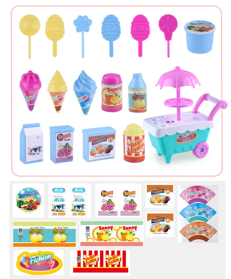 Имитация мини тележка девочка конфеты грузовик Мороженое магазин супермаркеты дети игровой дом игрушки 16 шт