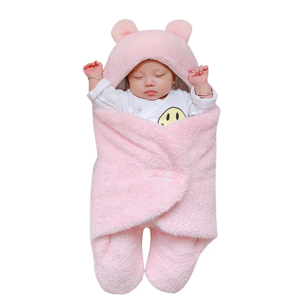 TELOTUNY новорожденный спальный пушистый теплый мягкий удобный одеяло милый, для новорожденных и малышей хлопок однотонный Спальный Одеяло для мальчиков и девочек wrap Z0927