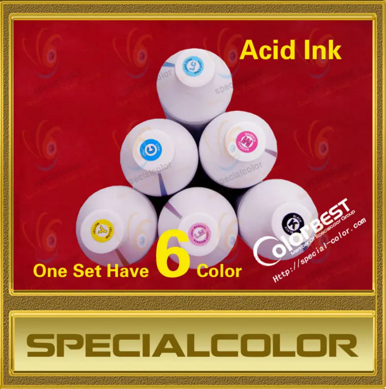 

6Colors/set Factory Direct Textile Acid Ink 1000ml for Galaxy/Alpha/Witcolor/Infiniti,etc