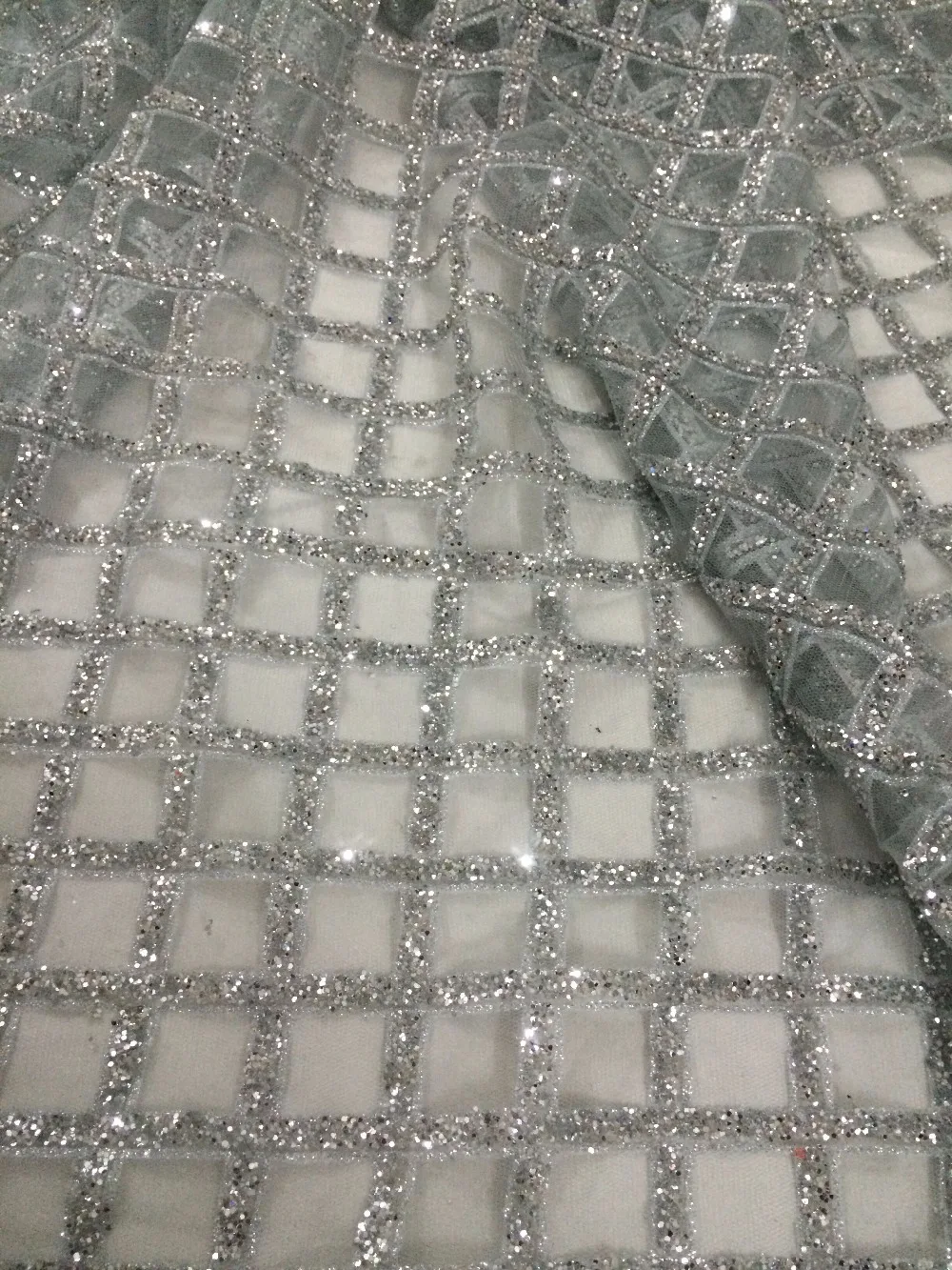 Дизайн африканская клееная ткань с блестящим кружевом французский Тюль кружевная ткань CiCi-72721 с серебряным блеском для вечернего платья