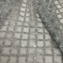 Дизайн африканская клееная ткань с блестящим кружевом французский Тюль кружевная ткань CiCi-72721 с серебряным блеском для вечернего платья
