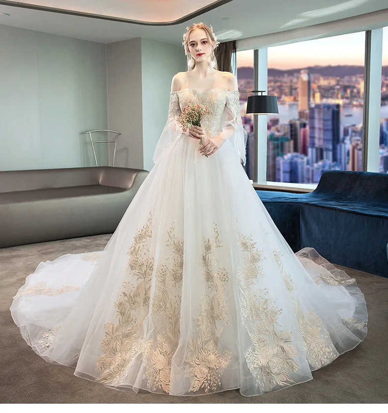 long sleeve strapless wedding dress