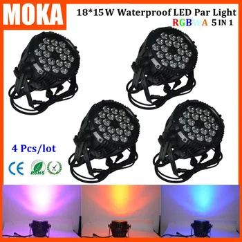 

4 pcs/lot 18x15W led Par light RGBWA Led Par 64 Cans DMX512 waterproof outdoor lighting for Club Bar DJ Stage Party Wedding