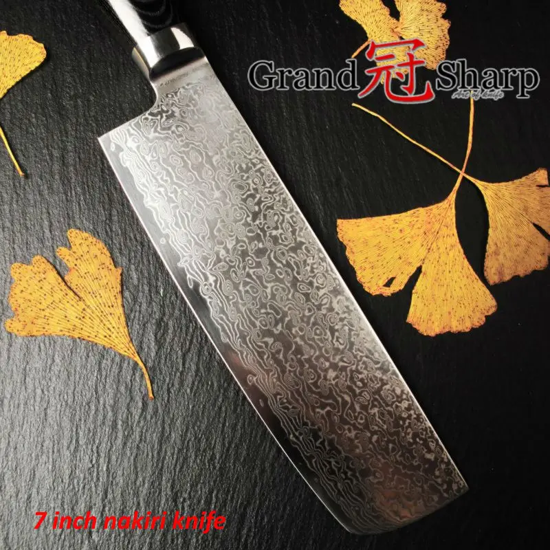 Grandsharp Usuba Nakiri Knife 67 Layers Japanese Damascus Stainless