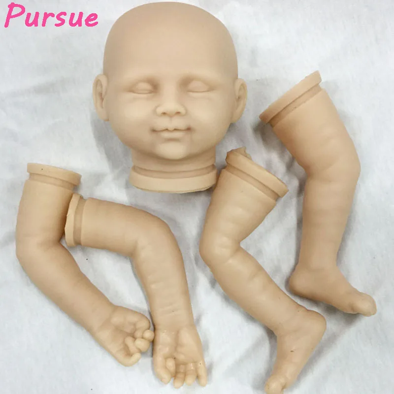 

Pursue 20 inches Closed Eyes Smiling Face Unpainted Reborn Baby Doll Kits Fake Girl Boy Baby Mould 3/4 Silicone Reborn Doll Kits