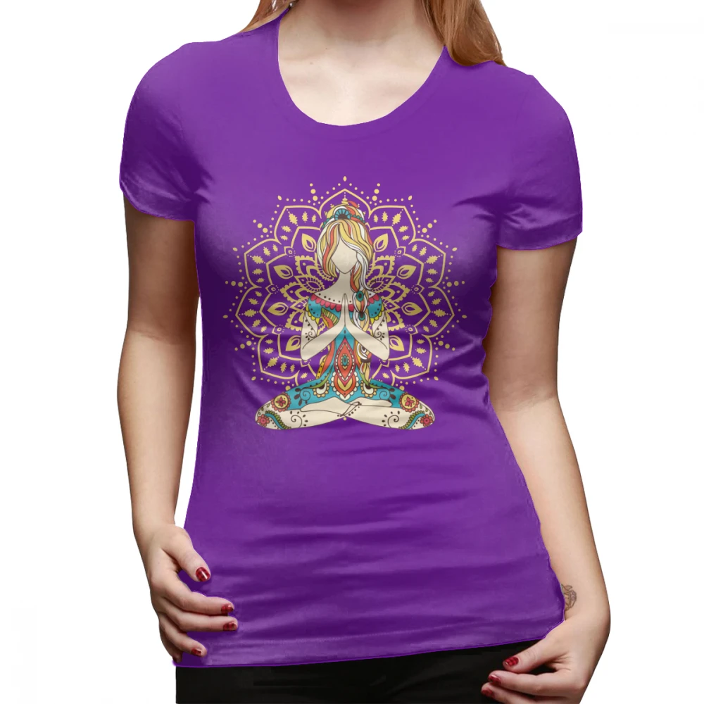 Футболка «Om» Om Chakras minditness медитация дзэн футболка с графическим коротким рукавом женская футболка фиолетовая XXL Женская футболка - Цвет: Фиолетовый