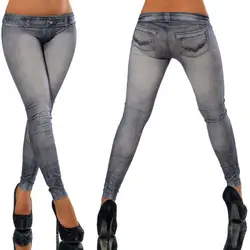 Лидер продаж 2019 Для женщин тонкие дамы Дикий Снег лосины из джинсовой ткани карандаш брюки девять Леггинсы Осень теплые брюки