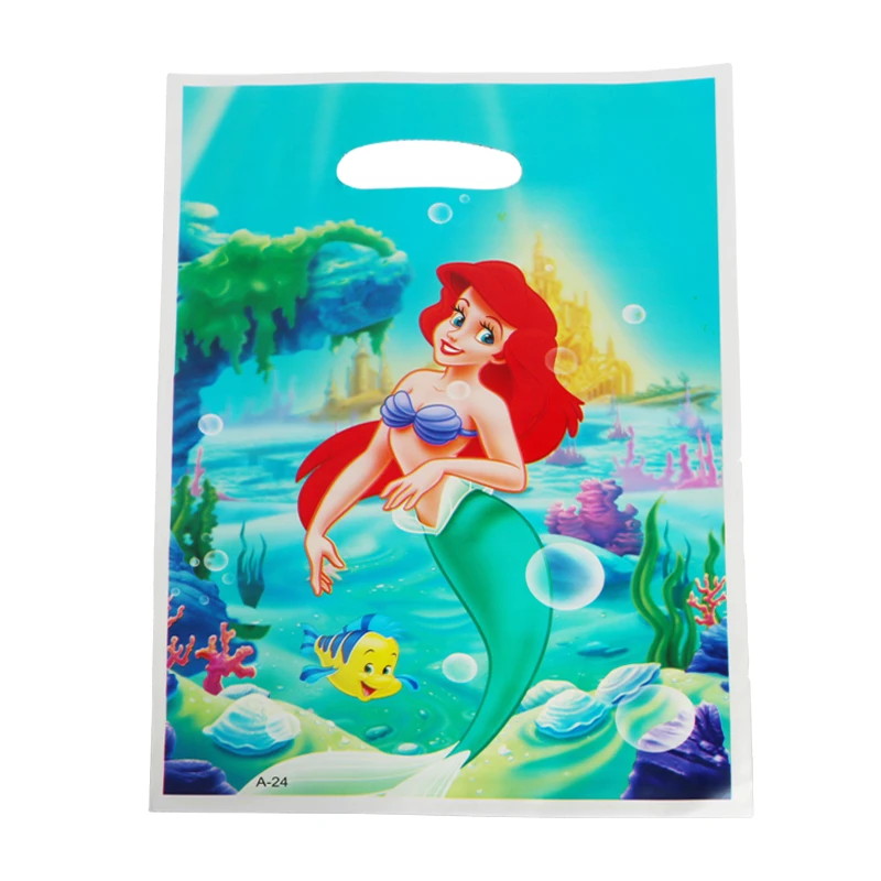 

40pcs/lot Beautiful Princess Gift Bags For Girl's Birthday Party Supplies Kids Plastic Loot Bag Children Baby Shower Candy Bag