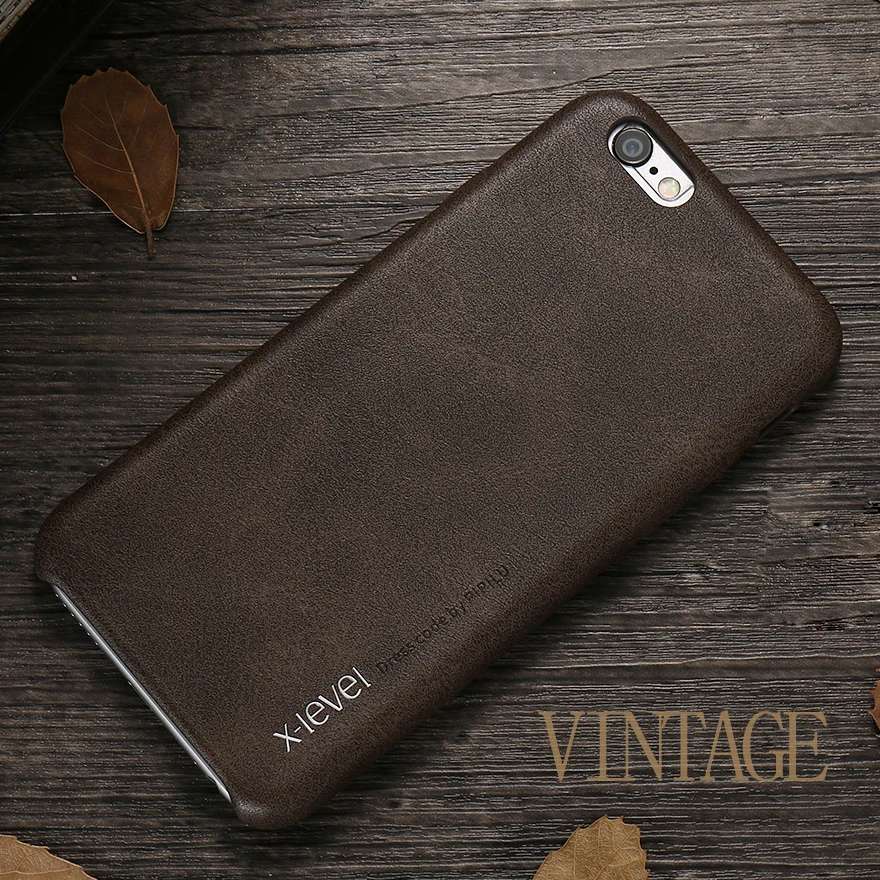 X level Luxury Business Vintage PU Leather Phone case for iphone 6 6S Simple Slim thin