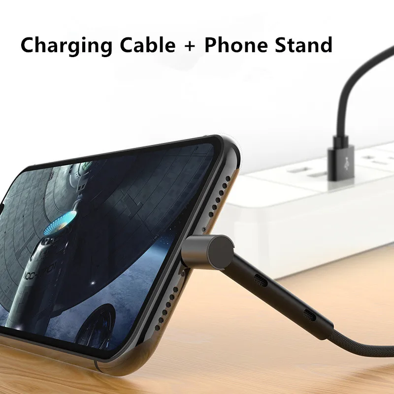 

Fanshu 2 in 1 USB Type C IOS Charging Cable Cord 1.2M Fast Charging Phone Bracket Stand Holder For Samsung iphone 7 8 X XR
