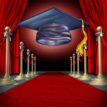 

Laeacco Cartoon Graduation Cap Red Carpet Scene Baby Photography Backgrounds Customized Photographic Backdrops For Photo Studio