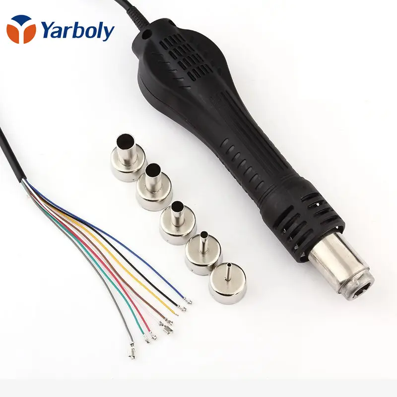 

Hot Air Gun Desoldering Heat Gun Handle For 858 858D 85D+ 8858 878A 878 Rework Soldering Station BGA Repair with 5pcs Nozzle