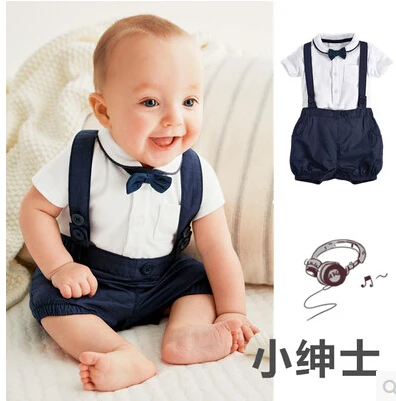 Летний стильный комплект одежды для малышей, Костюм Джентльмена, Одежда для новорожденных мальчиков, детские комбинезоны, комбинезон, Одежда для младенцев