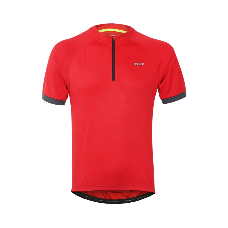 

ARSUXEO Cycling Jersey Tops Summer Cycling Clothing Moisture Absorption Perspiration Breathable Cycling Running Zipper Jersey