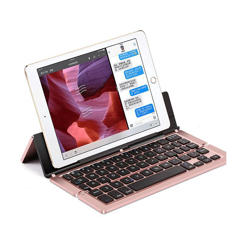 Мини Складная Беспроводная Bluetooth клавиатура алюминиевая дорожная складная клавиатура для IOS для Windows для samsung телефона для Ipad планшета