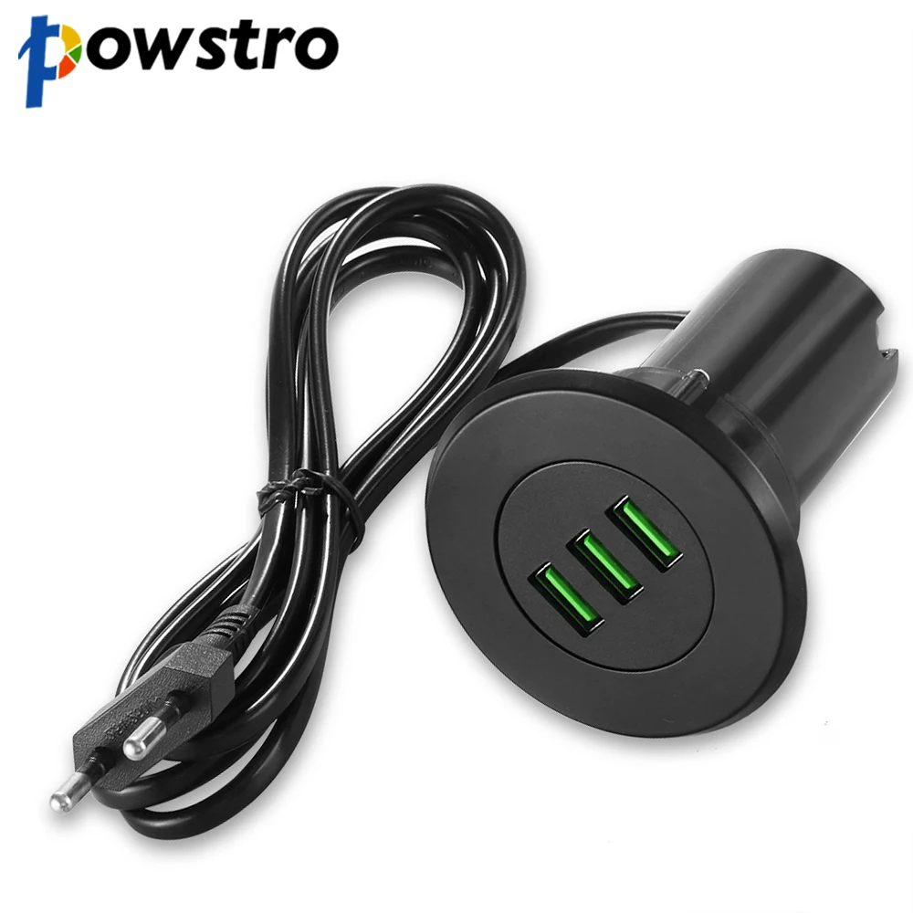 

Powstro Desktop Hole USB Charger 5V/3.1A Three-USB Port Hub Grommet Portable Adapter Fast Charging for Samsung GALAXY