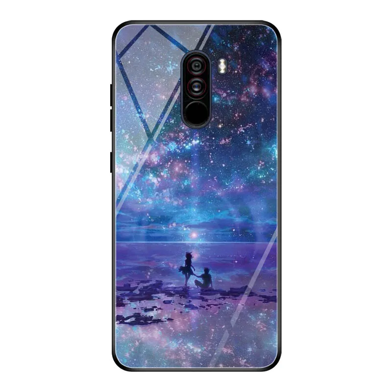 Goterfly стекло чехол для телефона 6,18 дюйма Pocophone F1 роспись Защитная крышка Чехлы Xiaomi PocoPhone F1 caso pocophon Поко f1 - Цвет: E04