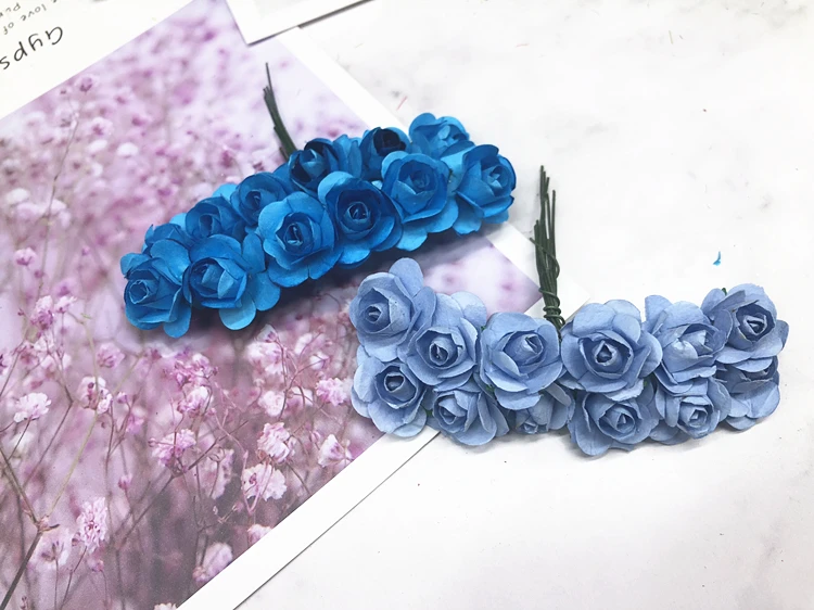 HINDJEF 144 шт/2 см искусственные букеты роз свадебные бумажные цветы украшения DIY wreath collage искусственные цветы