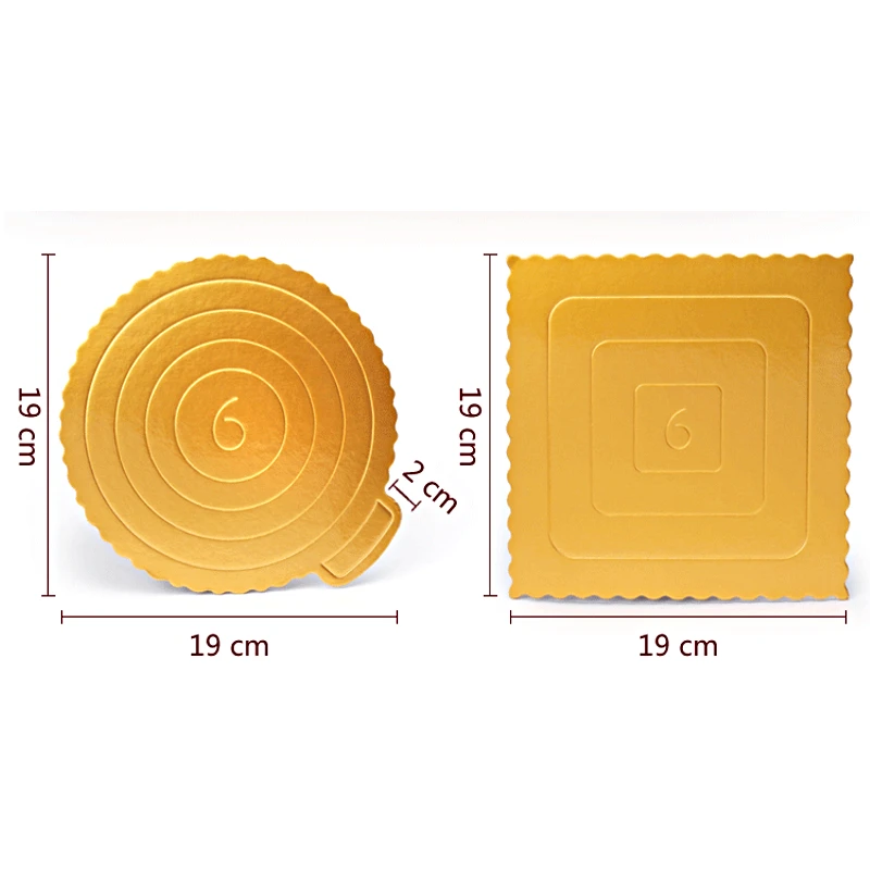 6 дюймов мусс торт доски бумажный кекс десерт дисплеи лоток золотой картон зубчатый круг база для свадебных кондитерских изделий комплект