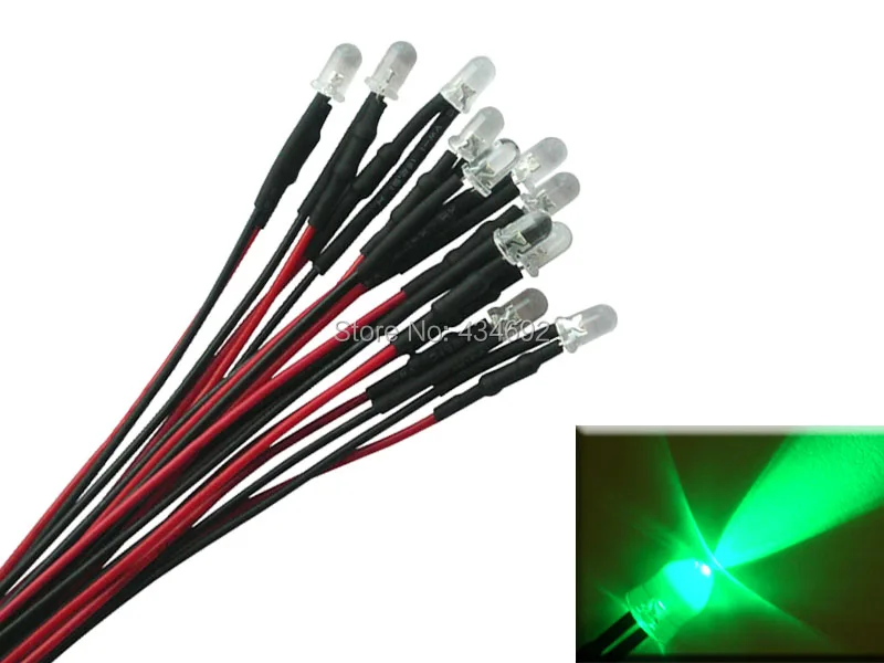 20pcs 5mm Round Top Green Prewired led Pre Wired Resistors LED Light