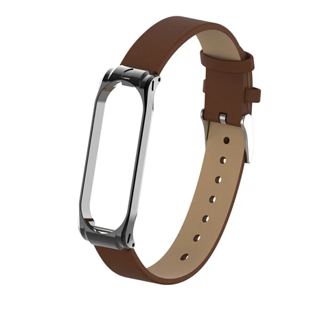 coffee PU ремешок для Xiaomi Mi Band 4 наручный ремешок металлический корпус спортивный ремешок correa для Xiaomi Mi Band 4 глобальная Версия смарт-браслет - Цвет: coffee