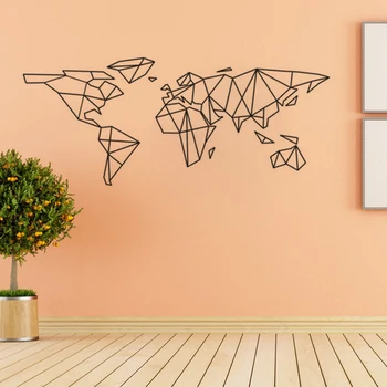 

Creative geometric world map vinyl wall decal home decor living room bedroom art wallpaper removable wall stickers