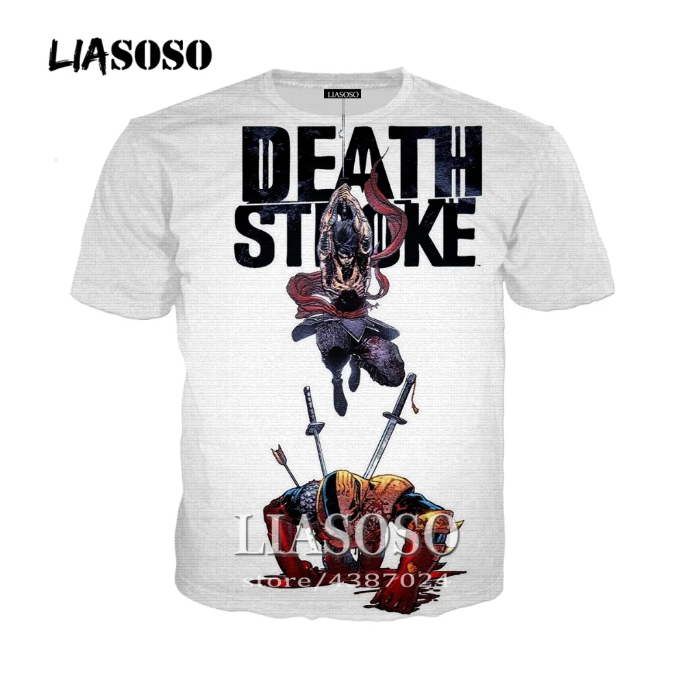 LIASOSO New Harajuku Style Pullover Tees Men Women Casual T-Shirt Comic Deathstroke 3D Print T-shirt Tops Brand Clothing A196 | Мужская