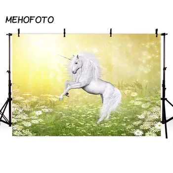 

MEHOFOTO Unicorn Fairy Tale Theme Photography Backdrop Forest Birthday Party Photo Background for Pictures Room Decorate
