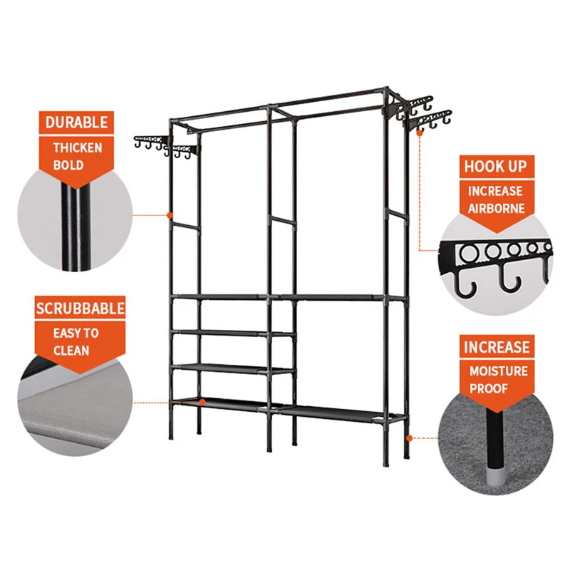 Bedroom Floor Hanger Simple Coat Rack Clothes Storage Wardrobe Home Shelf Hangers Economical Drying - 32988242745  Bedroom Floor Hanger Simple Coat Rack Clothes Storage Wardrobe Home Shelf Hangers Economical Drying - 32988242745