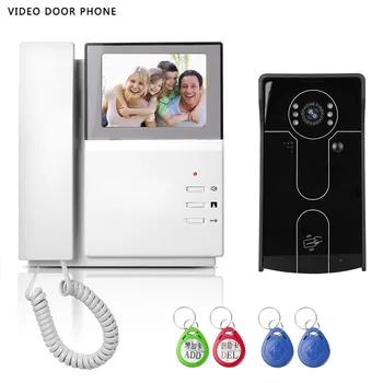 

black video intercom system 4.3''tft lcd handset screen monitor wire video doorphone for villa night vision camera RFID card