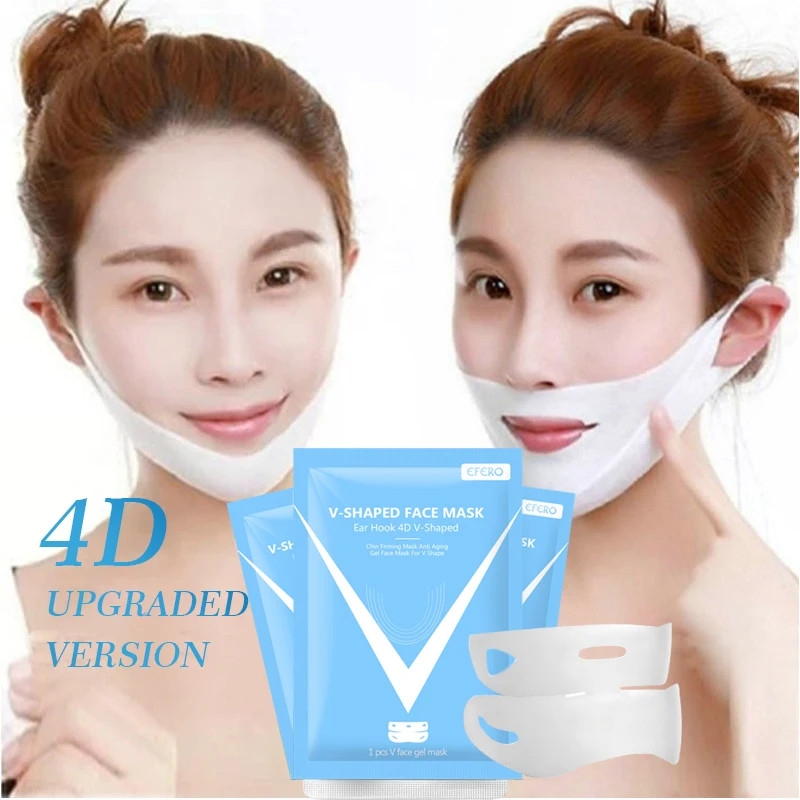 

Efero 4D Double V Face Shape Tension Firming Mask Paper Slimming Eliminate Edema Lifting Firm Thin Masseter Face 1/2/3/4/5/6 PCS