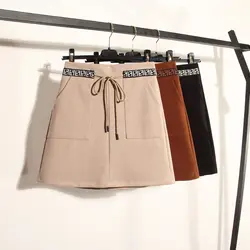 Женские однотонные юбка офис леди A-Line босоножки выше колена Мини империи талии 2018 новый осень женский короткая юбка