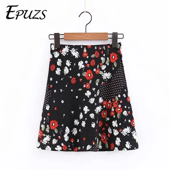 

summer Sexy mini skirt women Vintage floral pring boho skirts womens high waist skirt Streetwear jupe femme 2019