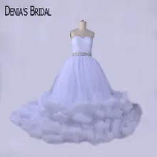 2017 White Ball Gown Wedding Dresses with Sweetheart Neckline Pleats Beaded Belt Sleeveless Floor Length Bridal Gowns