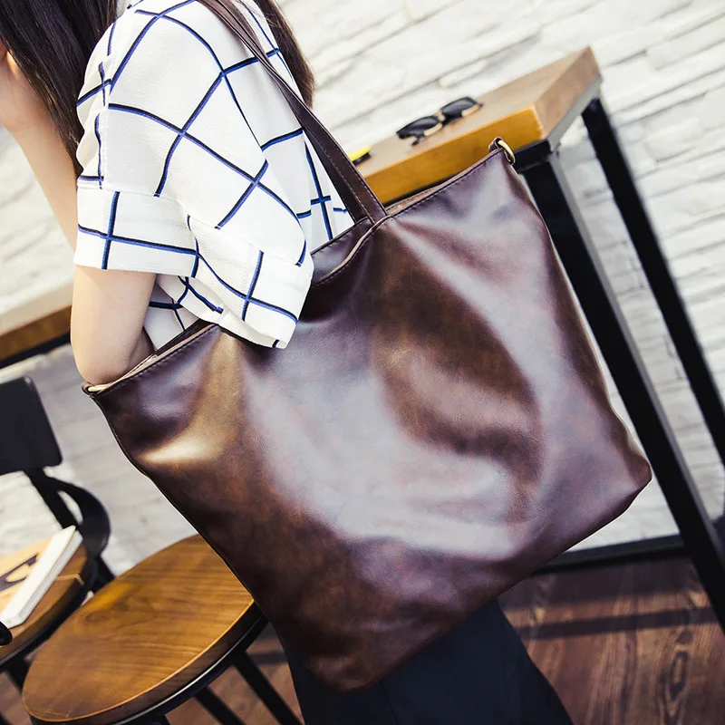 Для женщин модные кожаные Сумки Tote Слинг Сумка Большая через плечо ретро