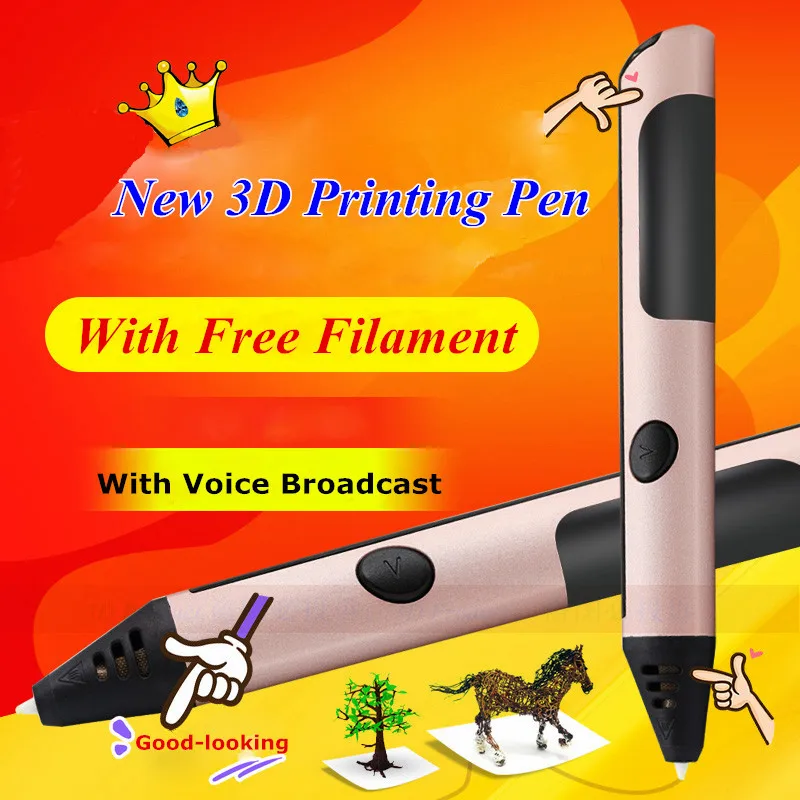 

Low Temperature 3Color 3D Drawing Pen Can Voice Broadcast 3D Pens Not Hot Best Birthday Gift For Child 3D Pens Add 10M/Color PCL