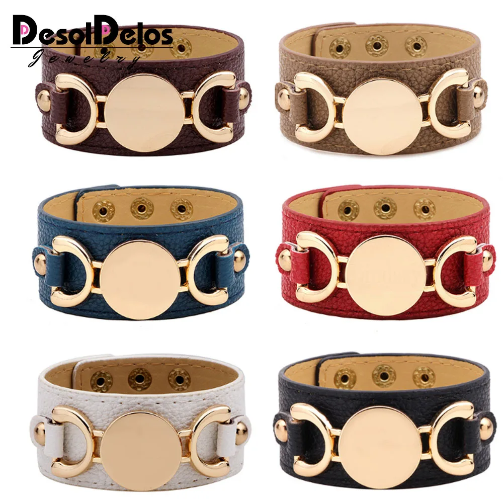 

2019 Hot Selling Monogram Leather Cuff Bracelet Pulseras 3 Row Gold Color Multicolor Leather Bracelet For Women Men