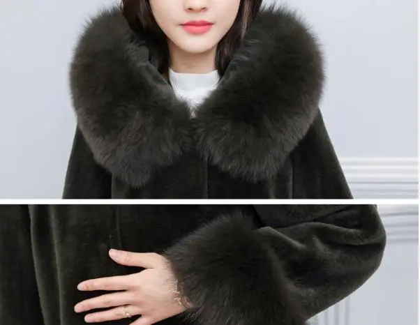 New Women Faux Fur Coats Jacket Winter Fur Coat Female 2018 Autumn & Winter Fox fur Collar Cloak Plus Size Fur Coat High Quality