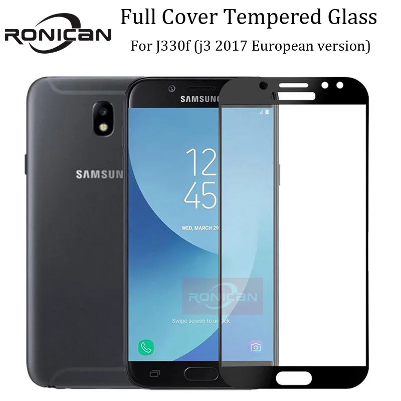 For Samsung Galaxy J3 2017 Full Cover Tempered Glass 9H Screen Protector Safety Covering Protective Film On J330 J330F SM-J330F (9)