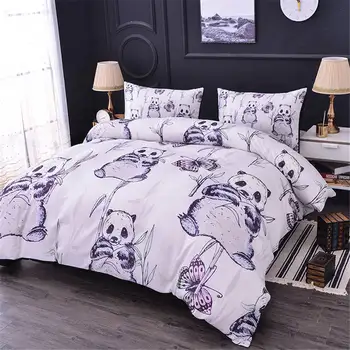 

ZEIMON Luxury Soft Animal Printing 3D Cute Panda Printed Comforter Queen Size Pillowcase And Duvet Cover Polyester Home Textiles