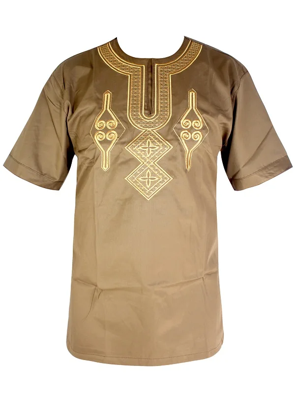 Африканская одежда Базен вышивка дизайн золотой мусульманская одежда для мужчин Дашики Новинка - Цвет: Золотой