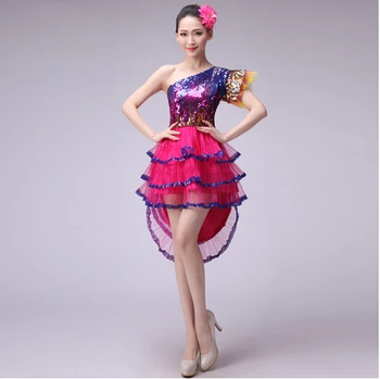 

Sequined group fan dance costume chinese folk dance modern dance drum costume performance jazz Tuxedo stage performance