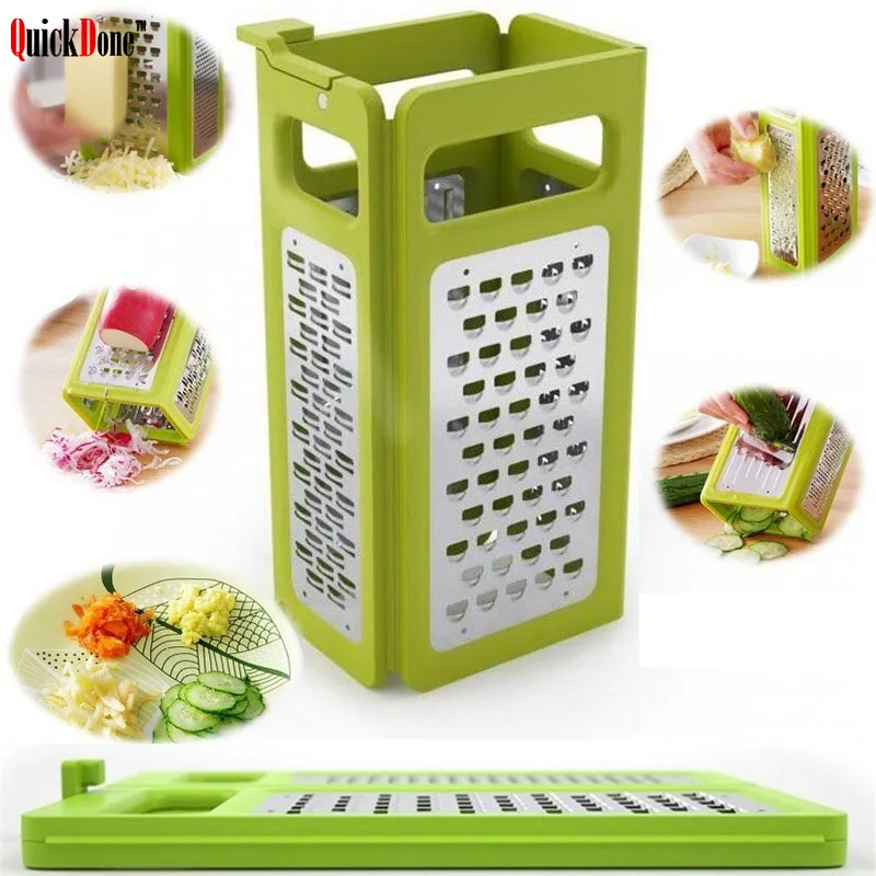 

QuickDone 4 in 1 Folding Grater Shredder Box Device Stainless Steel Vegetable Fruit Slicer Durable Kitchen Accessories CKC1394