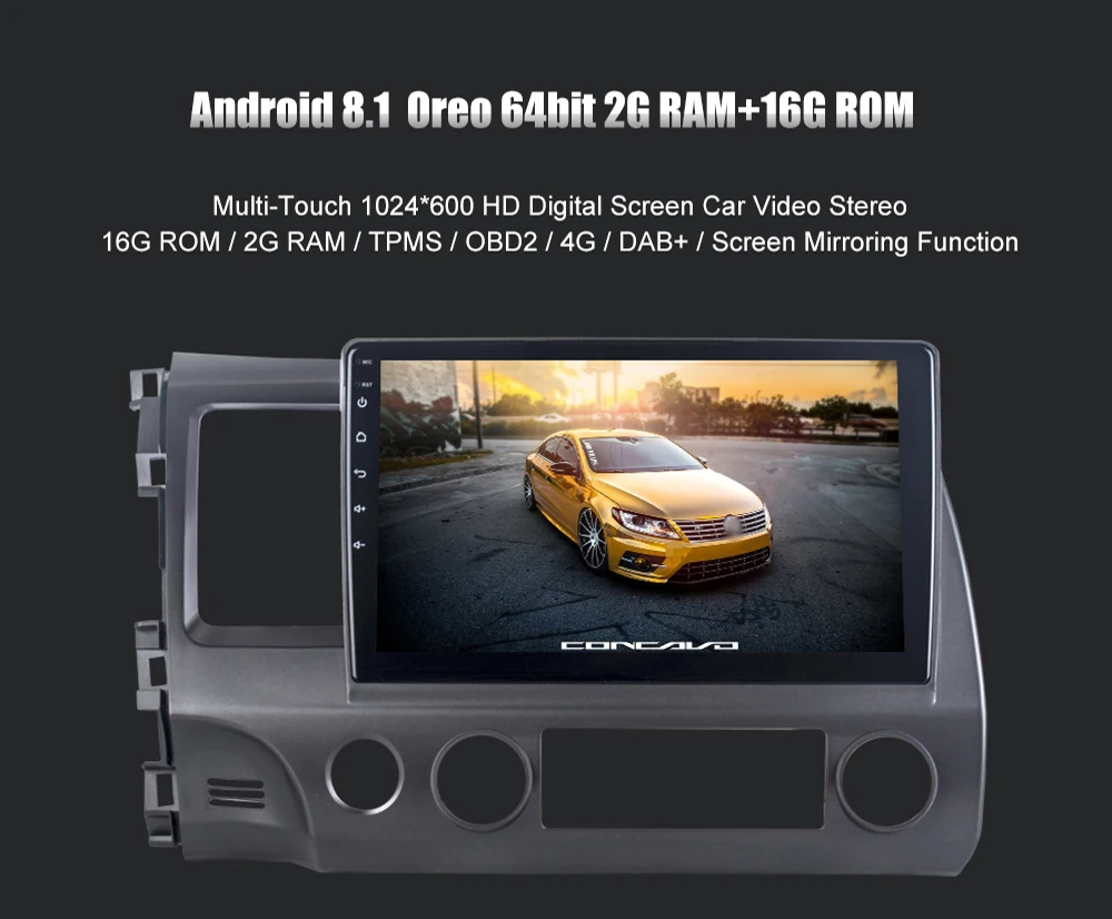 Dasaita 10," Android 9,0 Автомобильный gps плеер Navi для Honda Civic 2006-2011 с 2G+ 16G четырехъядерный стерео Мультимедиа без DVD