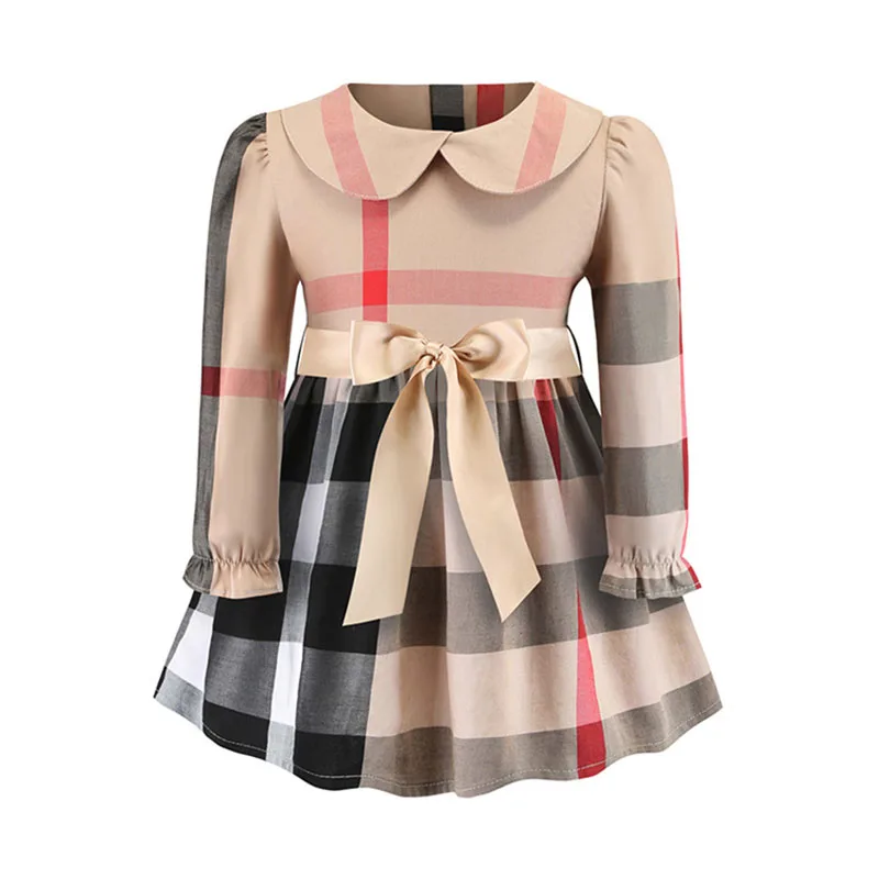 

Bongawan Kid dress for Girls Striped Spring Turn-down Collar Children Clothing Full Cotton Casual Girls Clothes for Evening 3-7Y