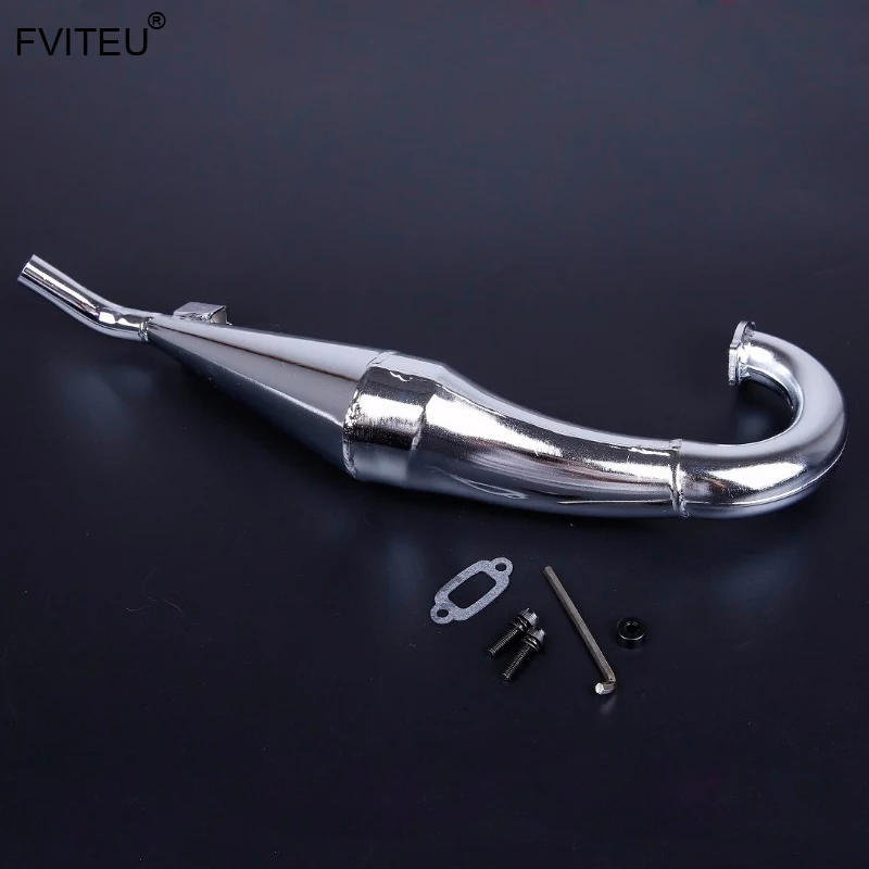 

FVITEU chrome metal exhaust pipe side pipe interchangable for 1/5 hpi baja 5b ss rovan king motor