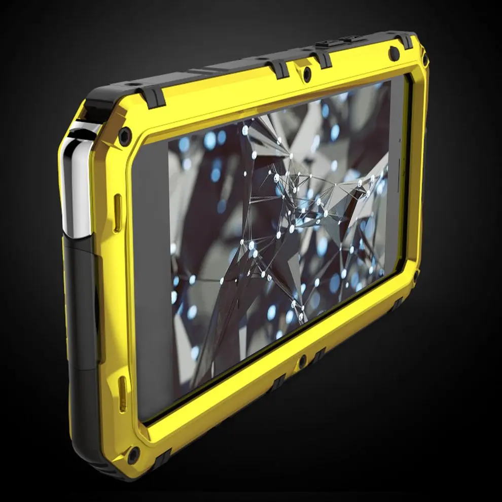 

2 Pcs Yellow Protective Case Aluminum Hard Cover Full Protected Waterproof Scrape Resistance Shockproof For iPhone 6/6S Plus
